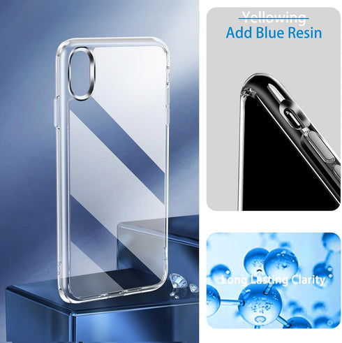 JJGoo Clear Case for iPhone X/Xs, Transparent Shockproof Slim Anti-Scratch Hard PC Back Cover