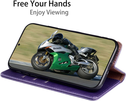 SUANPOT Leather Wallet Case for Samsung Galaxy S20 FE - RFID Blocking Credit Card Holder, Flip Folio Cover in Purple
