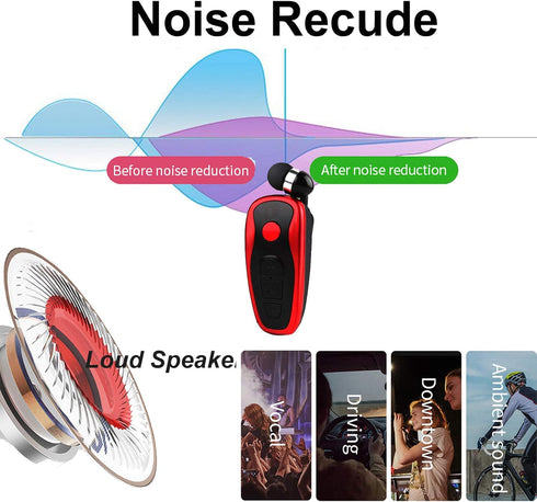 Retractable Wireless Headset, Wireless Headphones for Business Office, Driver Earbud with Clip, Retractable Noise