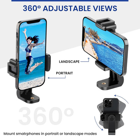 Victiv 360 Phone Tripod Mount with Wireless Remote, Fits Any Smartphone, Rotates Vertical and Horizontal, Universal
