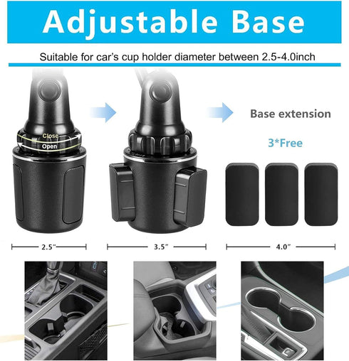 Car Cup Holder Phone Mount, Adjustable Cup Phone Holder for All Cellphones/iPhone 15 Pro Max/Mini Galaxy S23 Ultra/Plus