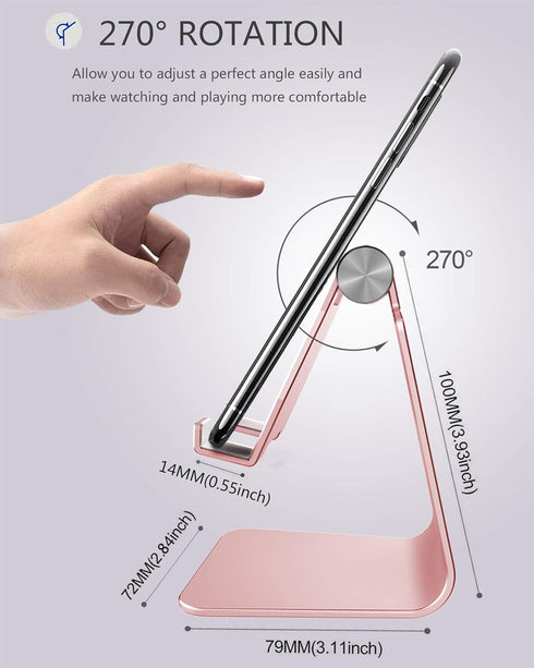 CreaDream Adjustable Cell Phone Stand, Aluminum Desktop Cradle Compatible with Phone 15 14 13 12 11 Pro Max Plus SE,