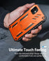 FNTCASE iPhone 12 Pro Case: Rugged Military Grade Drop Proof Cover with Kickstand, Matte Textured TPU, 6.1" - Orange