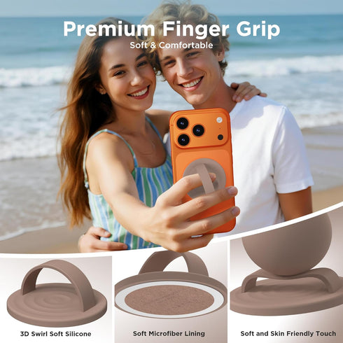 HSAOHD 17/16/15/14/13/12 Magnetic Phone Grip Ring, Compatible with MagSafe, Upgraded Liquid Silicone for Secure