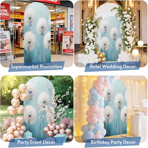 Jnbasdffb 7.2 White Spring Floral Wedding Arch Cover,Stretchy Spandex Arch Backdrop Stand Covers FT,Modern Oil Painting