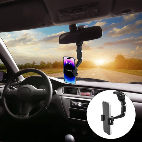 360 Degree Rotatable Car Phone Holder Mount, Rotatogrip Multifunctional Rearview Mirror Phone Accessories