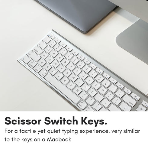 Macally Ultra Slim USB Wired Computer Keyboard, Full Size for Apple & Windows, Low Profile