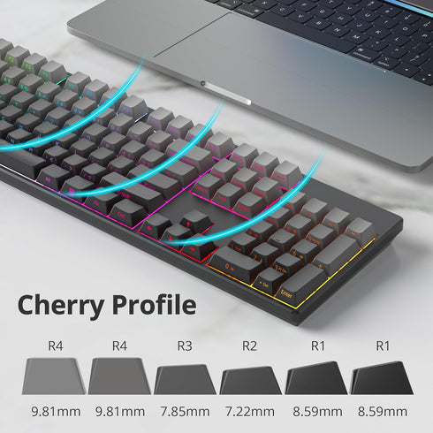 Guffercty kred 140-Keys Side Printed Keycap, PBT Gradient Keycaps 75 Percent, Cherry Profile Minimalist Style Custom