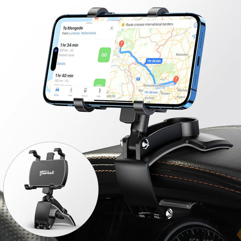 Car Phone Holder for Dashboard, 360 Degree Rotation Clip Design Compatible with All Smart Phones