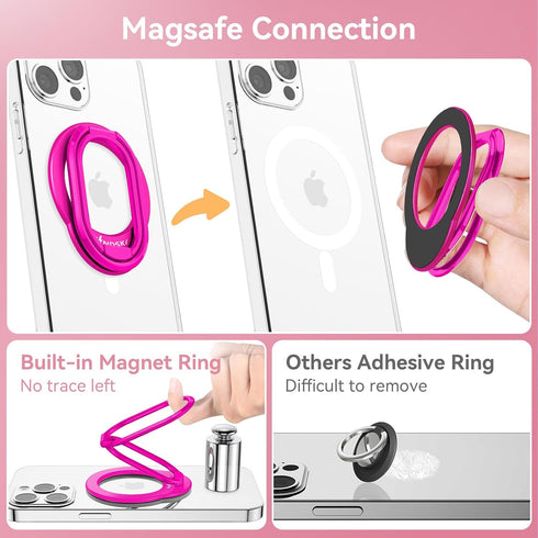MINDSKY Mag-Safe Phone Stand, Removable Magnetic Finger Phone Grip, Compatible with iPhone 12/13/14/15 Mini/Pro
