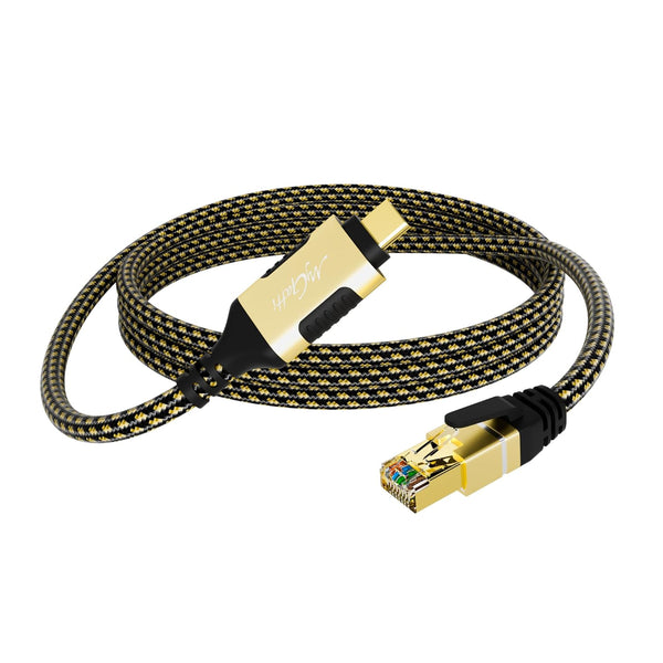 USB C to Ethernet Adapter Cable 15 FT, Upgrade USB-C to RJ45 Cable, Gold-Plated, Nylon Braided, for MacBook Pro/Air