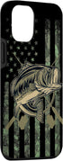 Camo American Flag Case for iPhone 12/12 Pro - Bass Fishing Gift for Fisherman