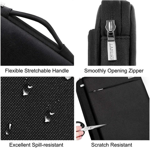 LANDICI 360° Protective Laptop Sleeve 11.6 Inch for Surface Pro 7 8 9, MacBook Air 11, Slim Shockproof Waterproof Black