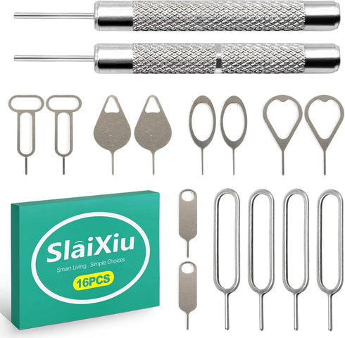 slaixiu 16PCS All-in-One SIM/SD Card Ejector Kit - Replacement for iPhone, iPad,
