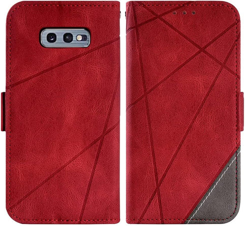 Asuwish Compatible with Samsung Galaxy S10e Wallet Case and Tempered Glass Screen Protector, Red