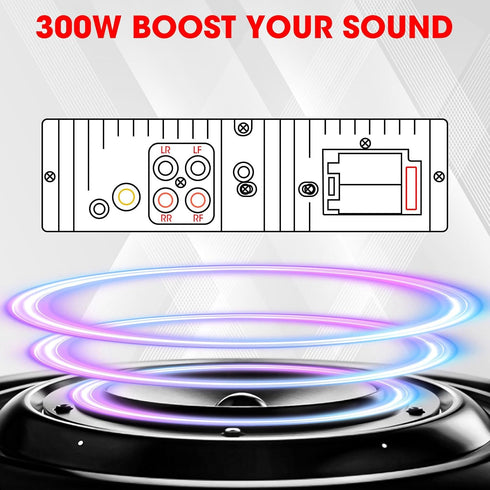 Single-Din Stereo with Car Phone Holder, Bluetooth Car Radio, Push to Talk Assistant, Multi Color LCD AM FM Tuner, AUX