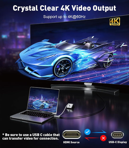 UANTIN (4K 60Hz) Laptop,PS5,XR/AR HDMI to USB C Adapter Uni-Directional HDMI (Source) to Type-C (Display) Male