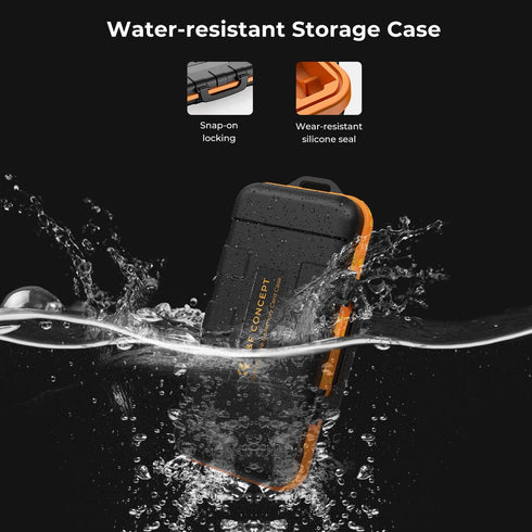 K&F Concept Camera Battery SD Card Holder for 4 SD Cards, 2 Camera Batteries, Water-Resistant Anti-Shock Case, Small SD