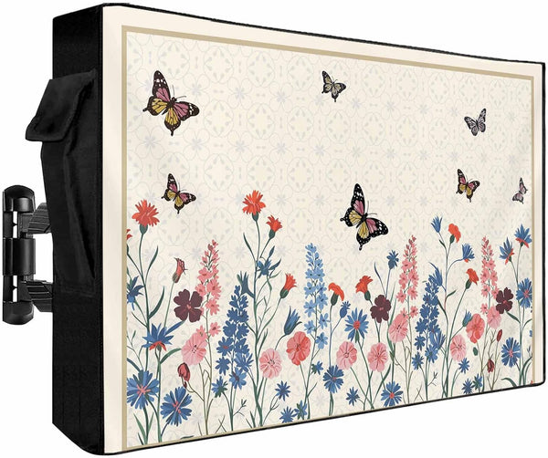 EZON-CH Outdoor TV Cover 40-43 inch Vintage Plants Weatherproof TV Screen Protector Spring