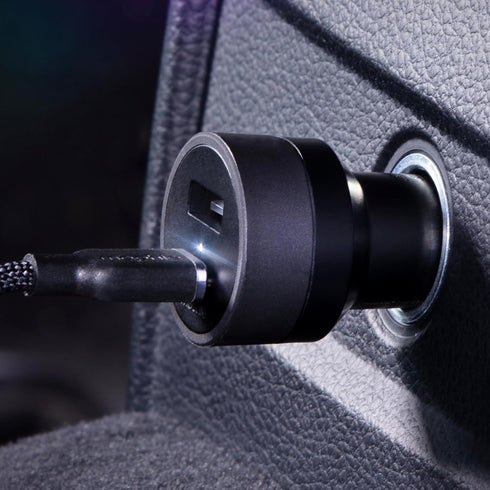 mophie 42W Dual USB-C + USB-A Car Charger, Universal AUX Compatibility, LED Indicator, Fast Charging
