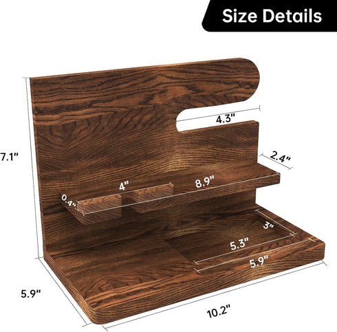 Iswabard Gifts for Men Wood Phone Docking Station Birthday Gift for Men Valentines Day Gifts Father Gift for Him