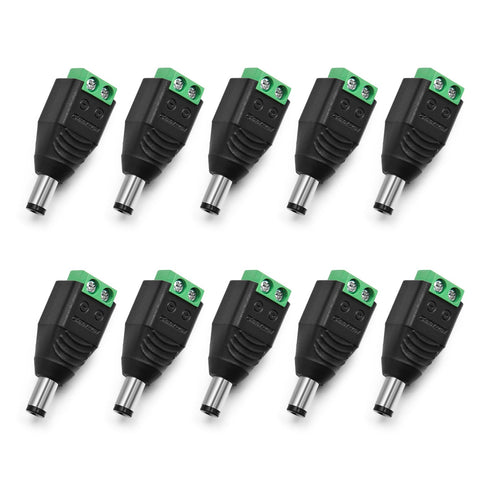 CHANZON Male 10 Pcs 12V 5.5 mm x 2.1 mm DC Power Jack Connector, 24V Barrel Plug for CCTV Security Camera
