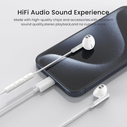 USB C Headphones for iPhone 15 Pro Max - USB C Earphones with Microphone, Wired Earbuds for Google Pixel, Samsung