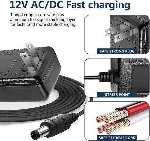 12V AC/DC Power Supply Adapter Compatible for Netgear Arlo Pro/Arlo Pro 2 Base Station VMB3000 VMB4000 CM500-100NAS CM500 CM31T MS3530 Wire-Free HD Security Cameras System Charger Power Adapter