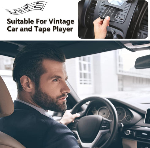 Audio Cassette Aux Adapter, Bluetooth 5.0 Cassette Receiver, Tape Audio Adapter for Mobile Phone Music and Car Voice