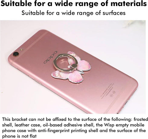 2 Pcs Butterfly Cell Phone Ring Stand Holder, Cute 360° Rotating Metal Finger Stand Holder (Purple, Blue)