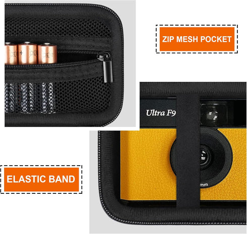 Hard Travel Case for Kodak F9/1 Shot/Ilford/Corex Reusable Ultra 35mm Film Camera, Protective Storage with Zipper Mesh