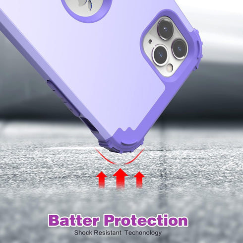 IDweel for iPhone 11 Pro Max Case with Tempered Glass, Hybrid 3 in 1 Shockproof Slim Heavy Duty Protection, Purple