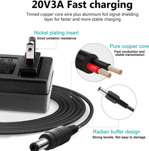 20v Charger Adapter Replacement for Sony SRS-XG500, Bose Solo 5 TV Sound System, Power Supply Charging Cable
