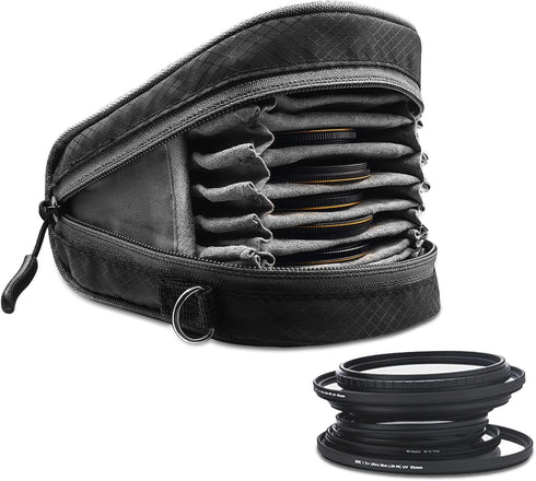 Lightdow Detachable Camera Filter Bag, 8-Slot Lens Filter Carry Case with Belt Loop Pouch for 37mm-95mm Filters
