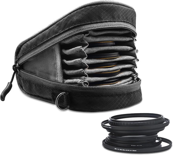 Lightdow Detachable Camera Filter Bag, 8-Slot Lens Filter Carry Case with Belt Loop Pouch for 37mm-95mm Filters