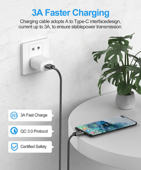 6 Pack (3/3/6/6/10/10ft) 17 16 15 S25 S24 A17 A16 9 10 ZEDKO USB to USB C Cable Braided USB A to Type C Fast Charging