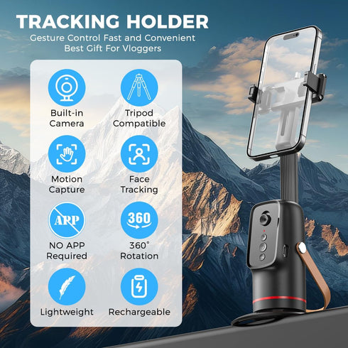 XO Simple is Beauty 360 Auto Face Tracking Phone Tripod with Gesture & Remote Control, Rotating Phone Camera Stand