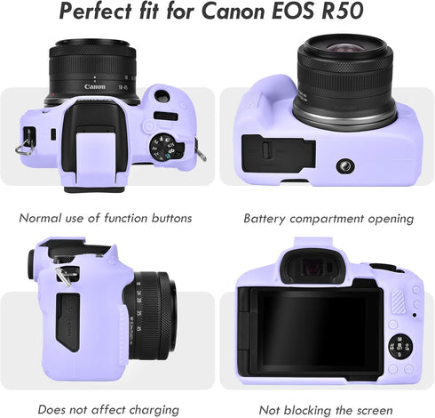 Rieibi Soft Silicone Case for Canon EOS R50 Camera, Lightweight Protective Case, Purple