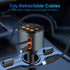 MQOUNY 5 in 1 Fast Car Phone Charger, 90W Retractable Car Charger, Bluetooth 5.3 FM Transmitter Adapter, Handsfree Call