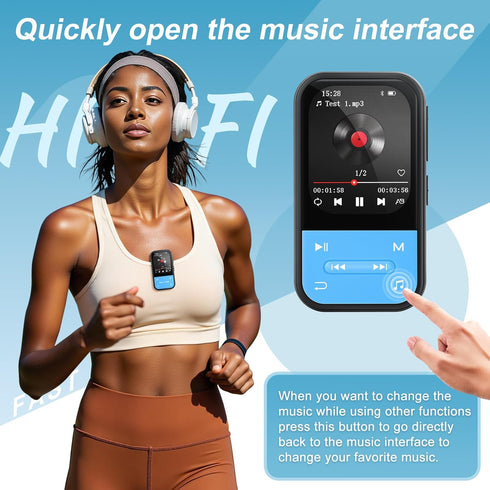 ZAQE 128GB MP3 MP3 5.3, Player - Clip Player with Bluetooth Portable Music Player with FM Radio, Voice Recorder