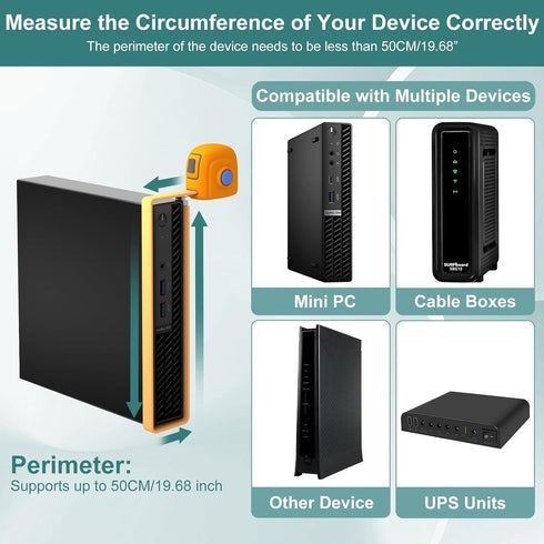 Bedycoon Universal Small Device VESA Mount can Connect VESA Arms, Adjustable Strap for MFF, Small Computers, Modems