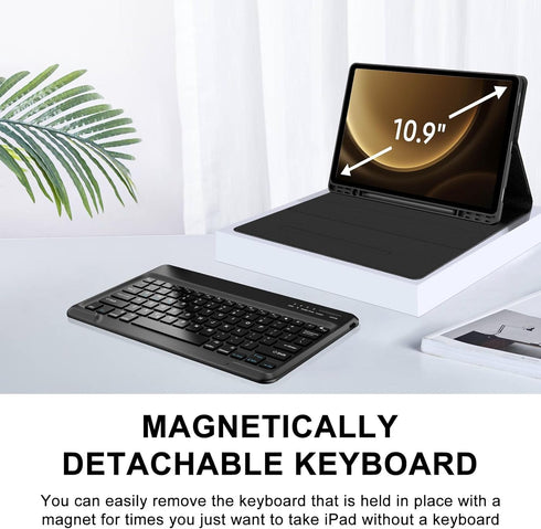 Keyboard Case for Samsung Galaxy Tab S9 FE 5G 10.9-inch, Bluetooth Detachable Keyboard, Smart Cover with S Pen, Black