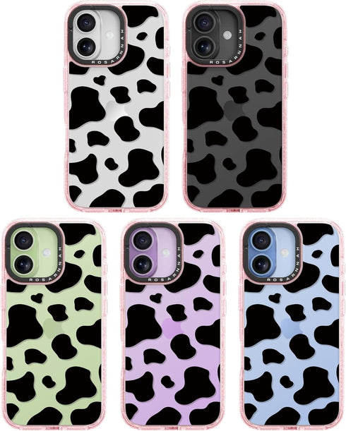 Rosarnnah 17 6.6 (6.3") for iPhone Case Cute - Durable Shockproof ft Drop Impact Phone Case - Funny Milk Cow Print