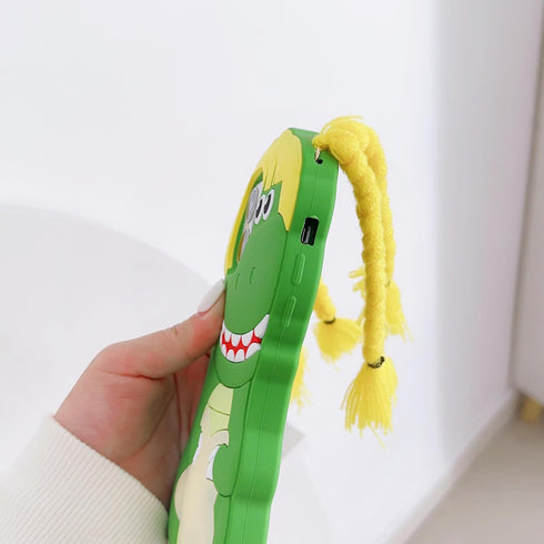 3D Cute Dinosaur Soft Case for iPhone 12 Pro Max, Creative Character Soft Silicone Case for Kids Teens (Braid Dinosaur)