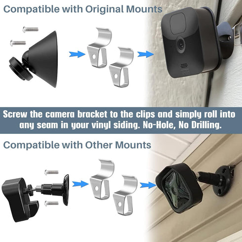 Vinyl Siding Clips,20-Pack No-Hole Outdoor Camera Mount,Vinyl Siding Hanger for Blink, Arlo, Ring, No-Damage, No Drilling, Weatherproof-304 Stainless Steel Home Siding Hooks