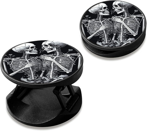 2-Pack Phone Case Holder for Fingers, Pop it for Phone Grip with Expanding Kickstand, Skull Leaf
