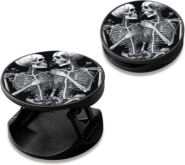 2-Pack Phone Case Holder for Fingers, Pop it for Phone Grip with Expanding Kickstand, Skull Leaf