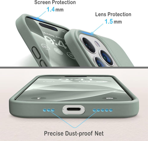 Shop SUANPOT Grey Liquid Silicone Case for iPhone 15 Pro Max 6.7", Shockproof, Soft Slim Gel Rubber, Anti-Scratch