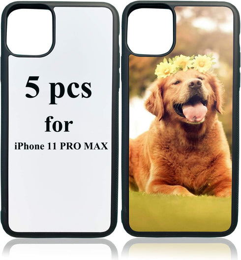 JUSTRY 5 PCS Sublimation Blanks Phone Case, Black Soft Rubber Anti-Slip Shockproof Cover for iPhone 11 Pro Max