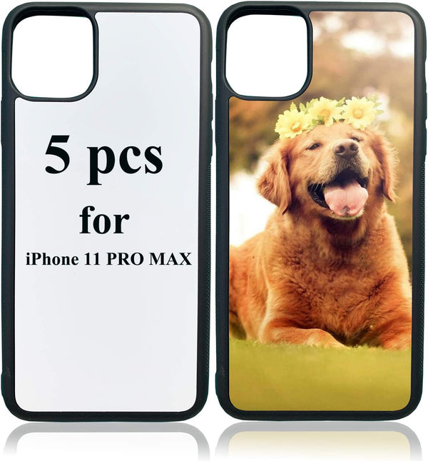 JUSTRY 5 PCS Sublimation Blanks Phone Case, Black Soft Rubber Anti-Slip Shockproof Cover for iPhone 11 Pro Max